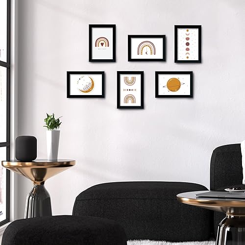 Miniatura 4 de KINLINK Juego de 6 portarretratos de 4 x 6 pulgadas, color negro, marcos de fotos de madera con plexiglás para 4 x 6 pulgadas sin paspartú para mesa