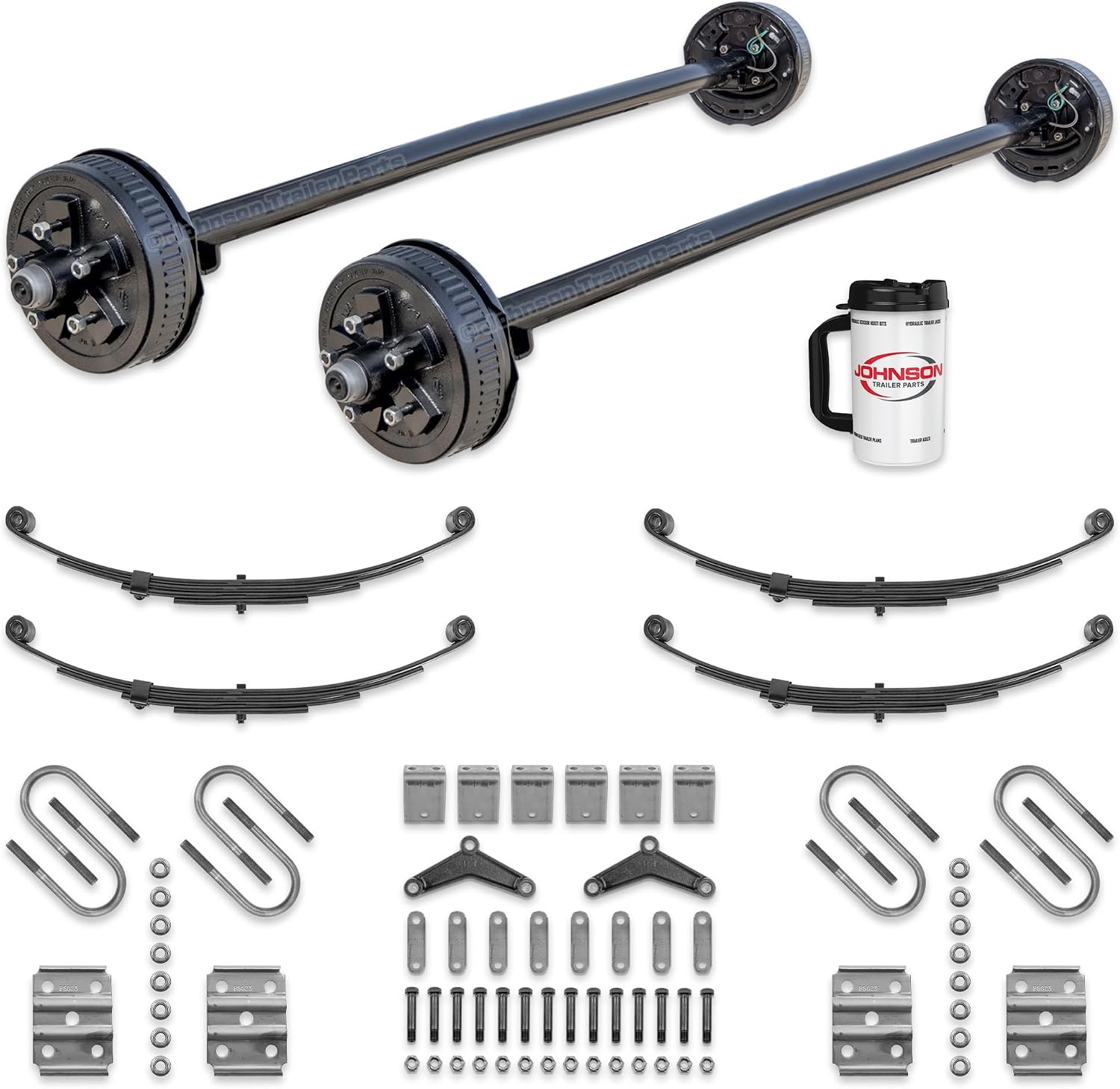 Dexter 3,500 lb Tandem Trailer Axle Kit – Electric Brake Axles – Full Suspension Running Gear Kit – 95” Hub Face / 80” Spring Center – E-Z Lube – Made in USA – 7,000 lb Capacity