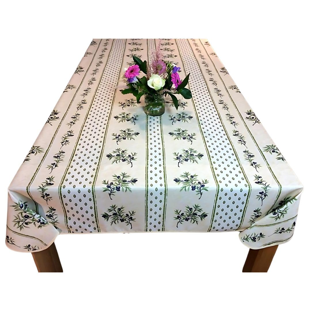Promo Linge Beige/Green Olivou Provencal Stain-Resistant Tablecloth 100% Polyester (, 300 X 150 Cm)