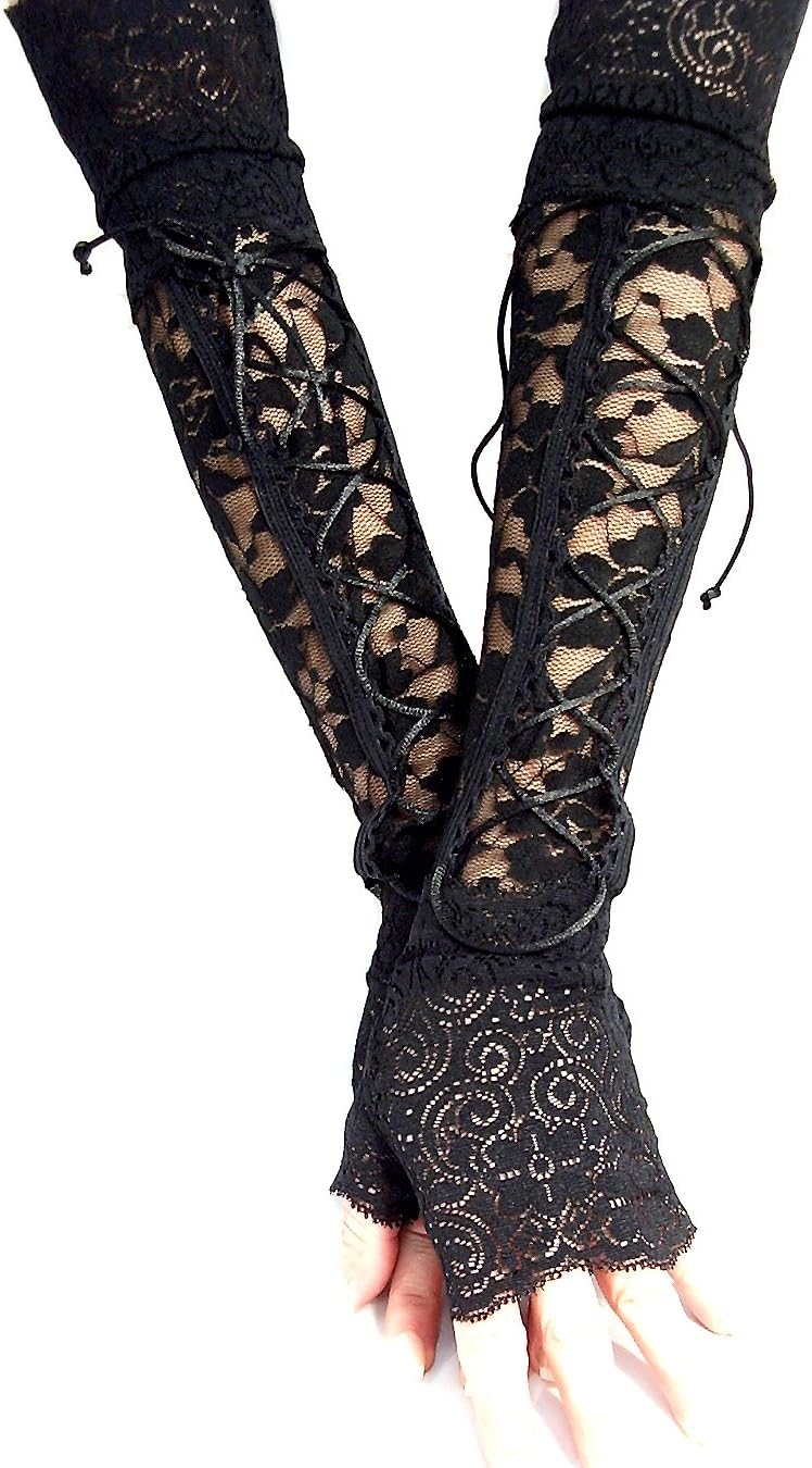 Madame Fantasy XX Long Lace Up Fingerless Gloves