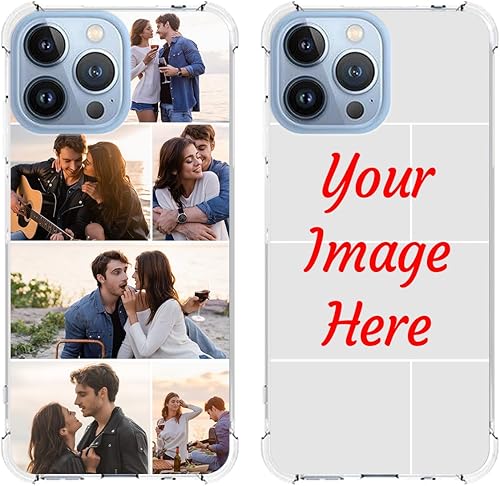 SuSuTiFy Funda de teléfono personalizada para iPhone 13 Pro Max, funda protectora transparente personalizada con collage de fotos de múltiples