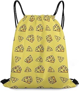 Fashion Pizza Cheese Drawstring Bags, Versatile Waterproof Drawstring Storage Bag, Reusable Lightweight Gym Backpack for Men and Men