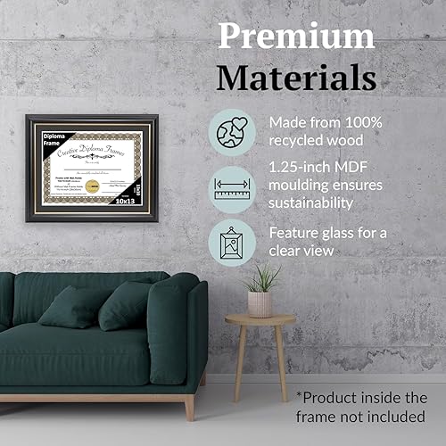 Miniatura 5 de Creative Picture Frames Marco de diploma Rockefeller de 10 x 13 pulgadas con borde dorado, muestra certificado de 10 x 13 pulgadas o documento de 11
