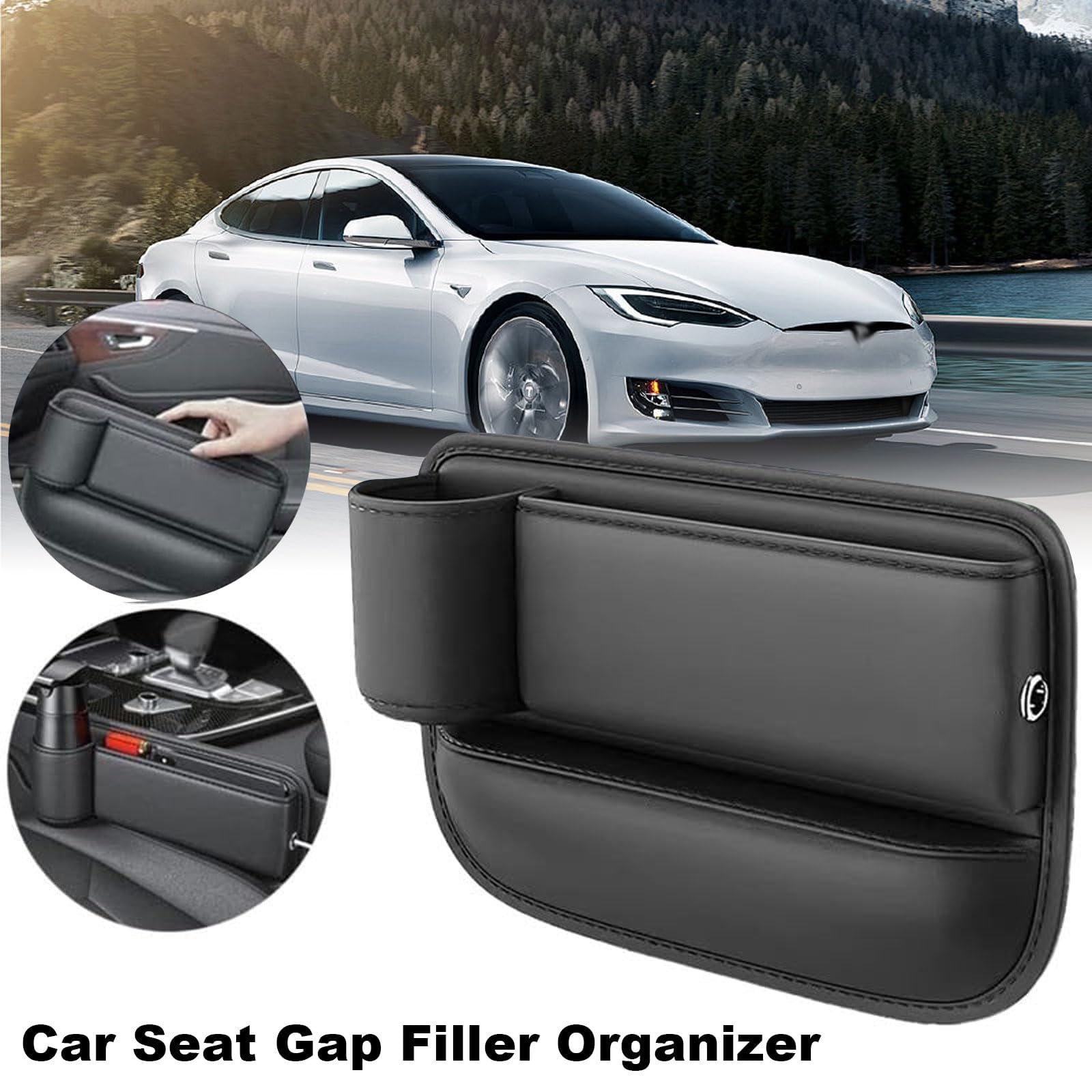 Boîte Rangement Siège Voiture – Organisateur Avec Porte-gobelet Pour Téléphone, Clés, Cartes (paire, Beige)