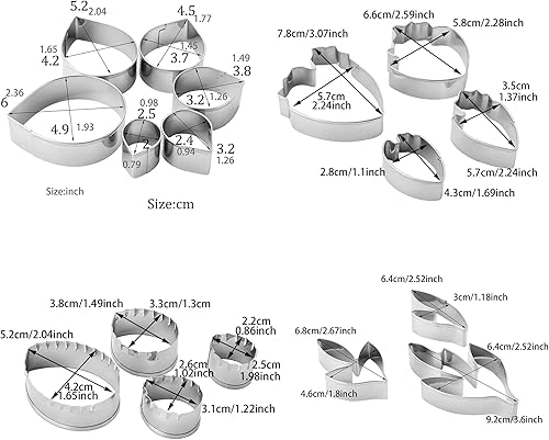 Miniatura 8 de MrCookie Juego de 18 cortadores de pétalos de fondant para tartas, acero inoxidable, cortadores de pétalos y hojas, lirio de agua, hoja de plata,
