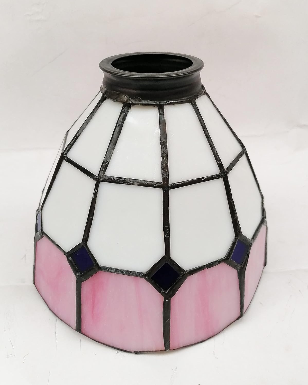 HUIMEIJU Pink Glass Lampshade - 2PCS Tiffany Stained Glass Set, 6 Inch Diameter, Suitable for Fan, Wall, or Ceiling Lamps