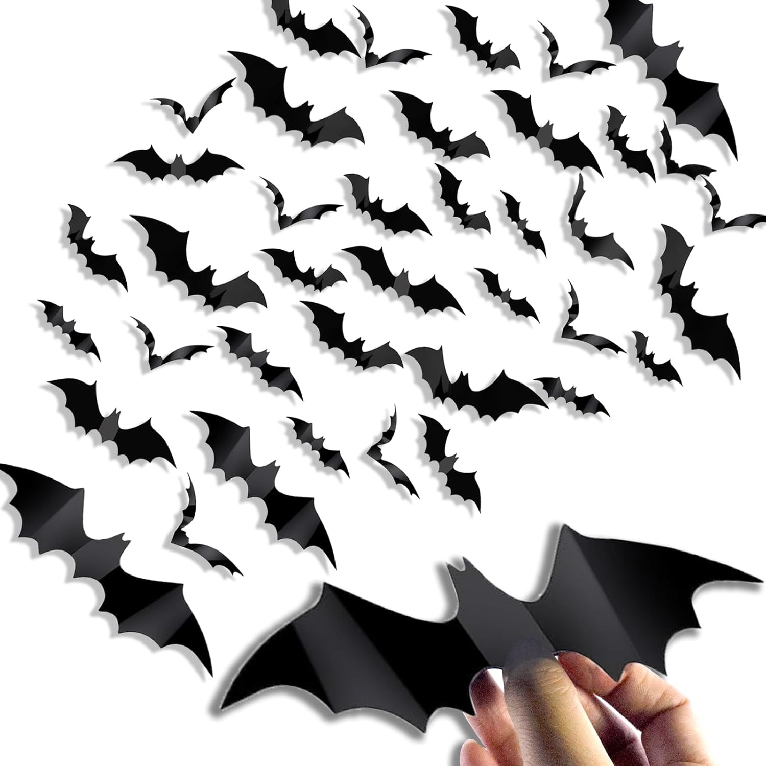 56Pcs Bats Wall Decor Halloween Decorations 3D Bats Realistic PVC Bat Sticker for Wall Decal Bathroom Indoor Halloween Party Decorations Supplies 56 Pcs