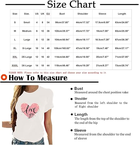 Miniatura 4 de Camisetas de verano para mujer, con estampado de corazón, de manga corta, para el día de San Valentín, lindas camisetas gráficas