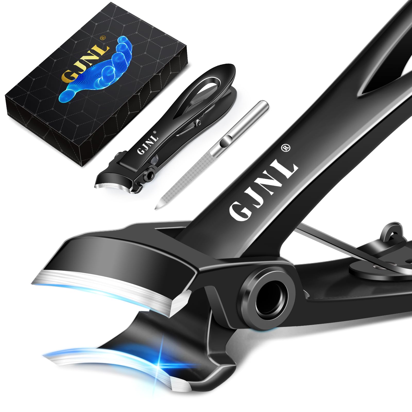 Toenail Clippers for Seniors Toenails, Heavy Duty Nail Clippers for Men Thick Nails with Wide Jaw Opening, Slanted Curved Large Fingernail Clippers,