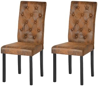 Silla Marrón de Comedor Madera Pack 2 Cadeiras Cozinha, Sillas de Cocina Pack 2 Sillas Escandinava para Salón/Restaurante/Cafetería/Oficina/98cm Alto/Patas Madera 3cm Grosor/Marrón Suede
