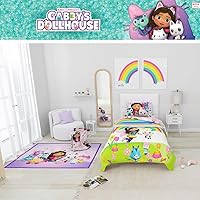 Vista 6 de Franco DreamWorks Gabby's Dollhouse Cakey, Mercat and Pandy - Juego de sábanas y edredón súper suaves para niños, 4 piezas, tamaño individual