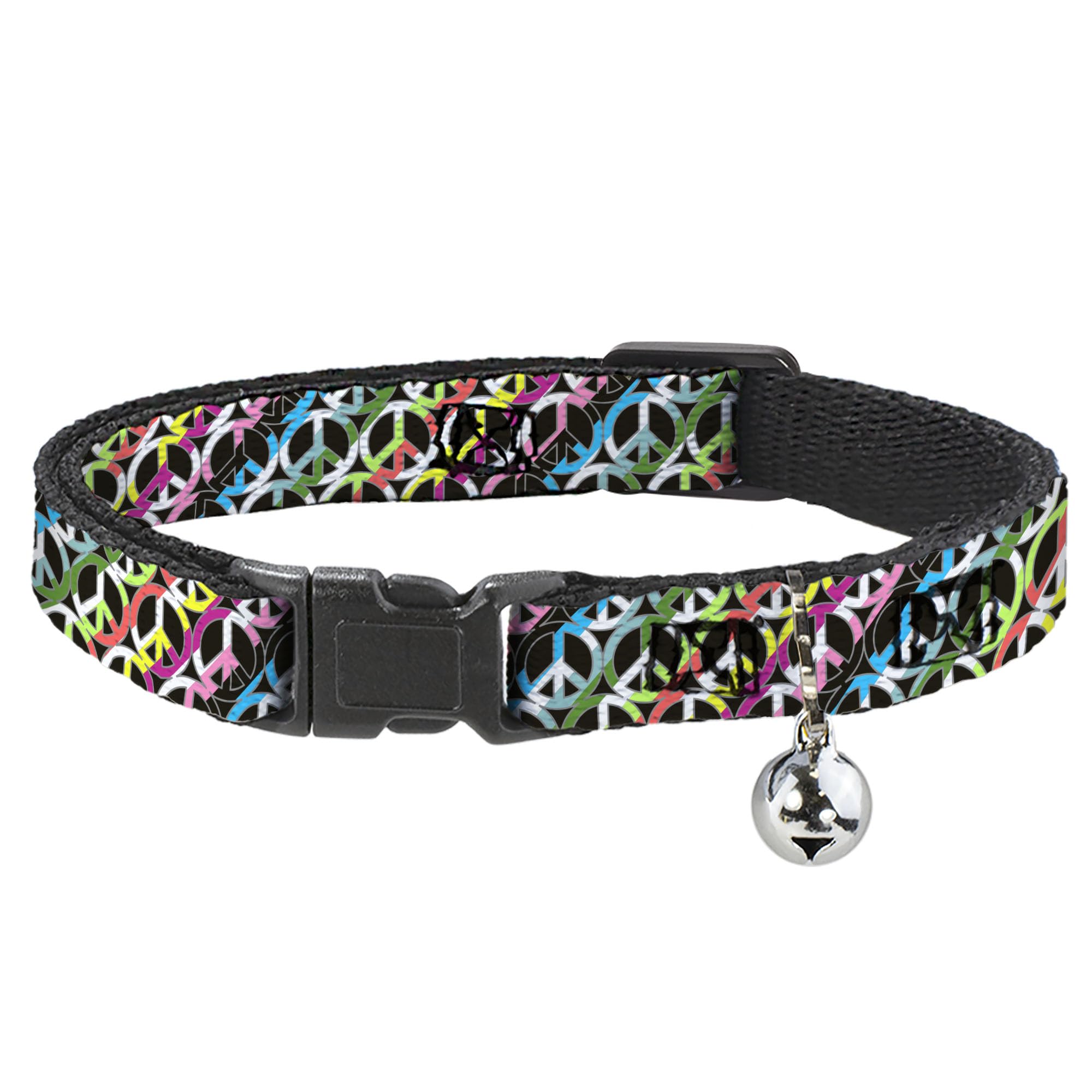 Collar de gato Buckle-Down de paz ajustable con cierre de seguridad breakaway mediano