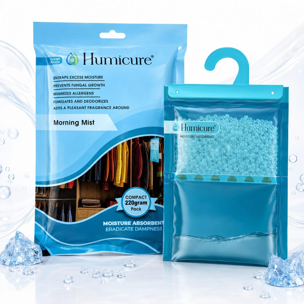 Hanging Moisture Absorber Bag for Wardrobe, Closet & Storage,Dampness Control Dehumidifier Pouch for Bathroom, Kitchen, Shoe Rack & Home Use (Morning Mist)-image-36