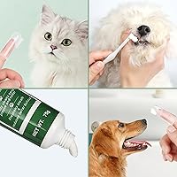 Vista 2 de Kit de cepillado de dientes para mascotas, cepillo de dientes para dedos de perro, cepillo de dientes de 360° y pasta de dientes con sabor a carne