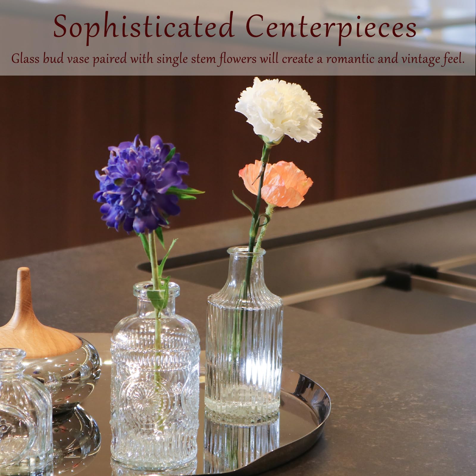 HOXHA Glass Bud Vases Set of 25, Clear Bud Vases in Bulk for Wedding Table Decorations, Small Flowers Vases for Centerpieces, Mini Vintage Vase for Home Party Table Decor