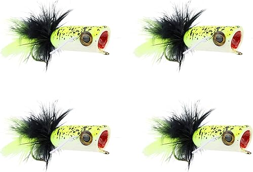 Miniatura 10 de Wild Water Fly Fishing Bass Popper, Qty. 4 Bass Flies - Topwater Lure Size 10 and Size 2