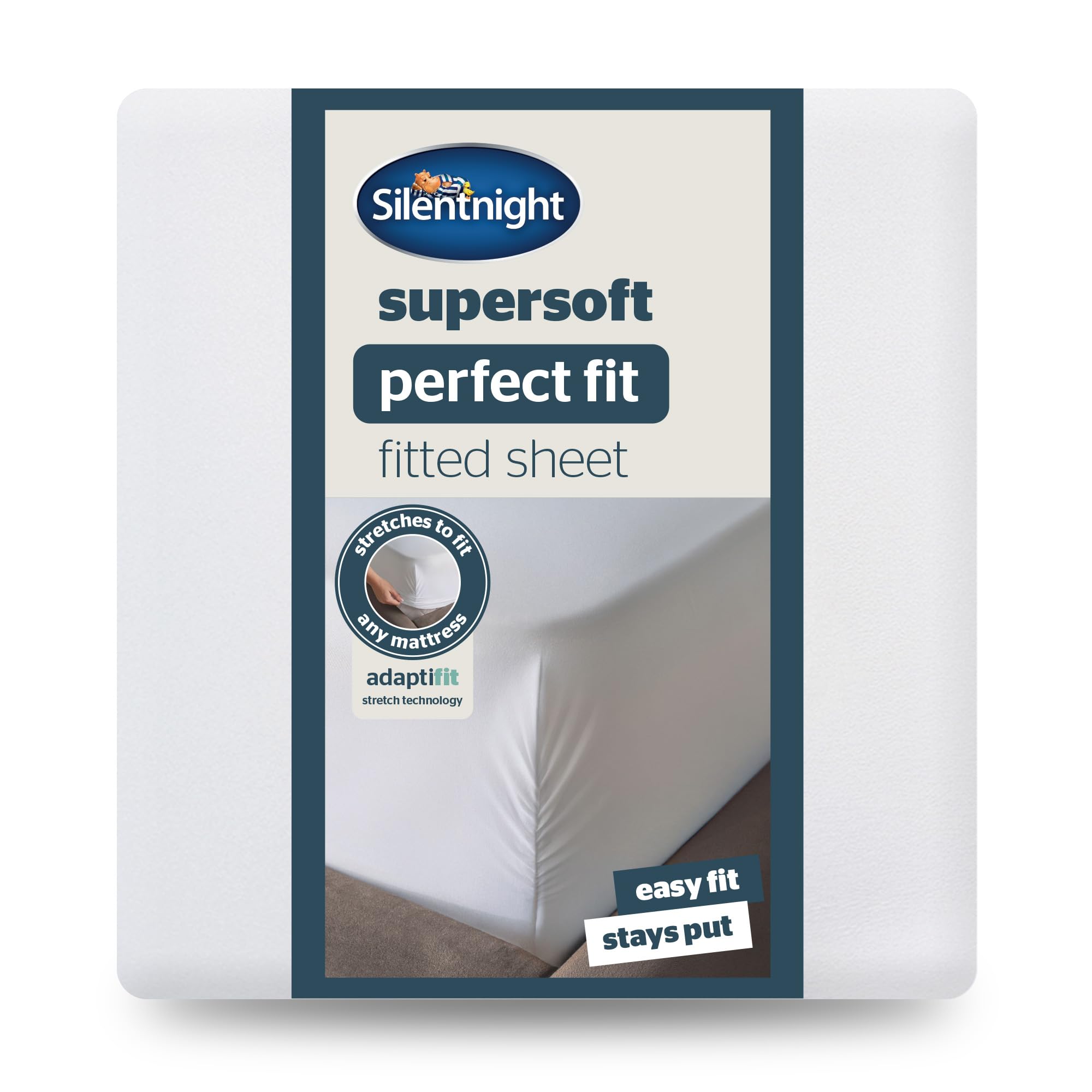 Silentnight Supersoft Fitted Sheet, Extra Deep 25cm to 40cm, White, King — image 1