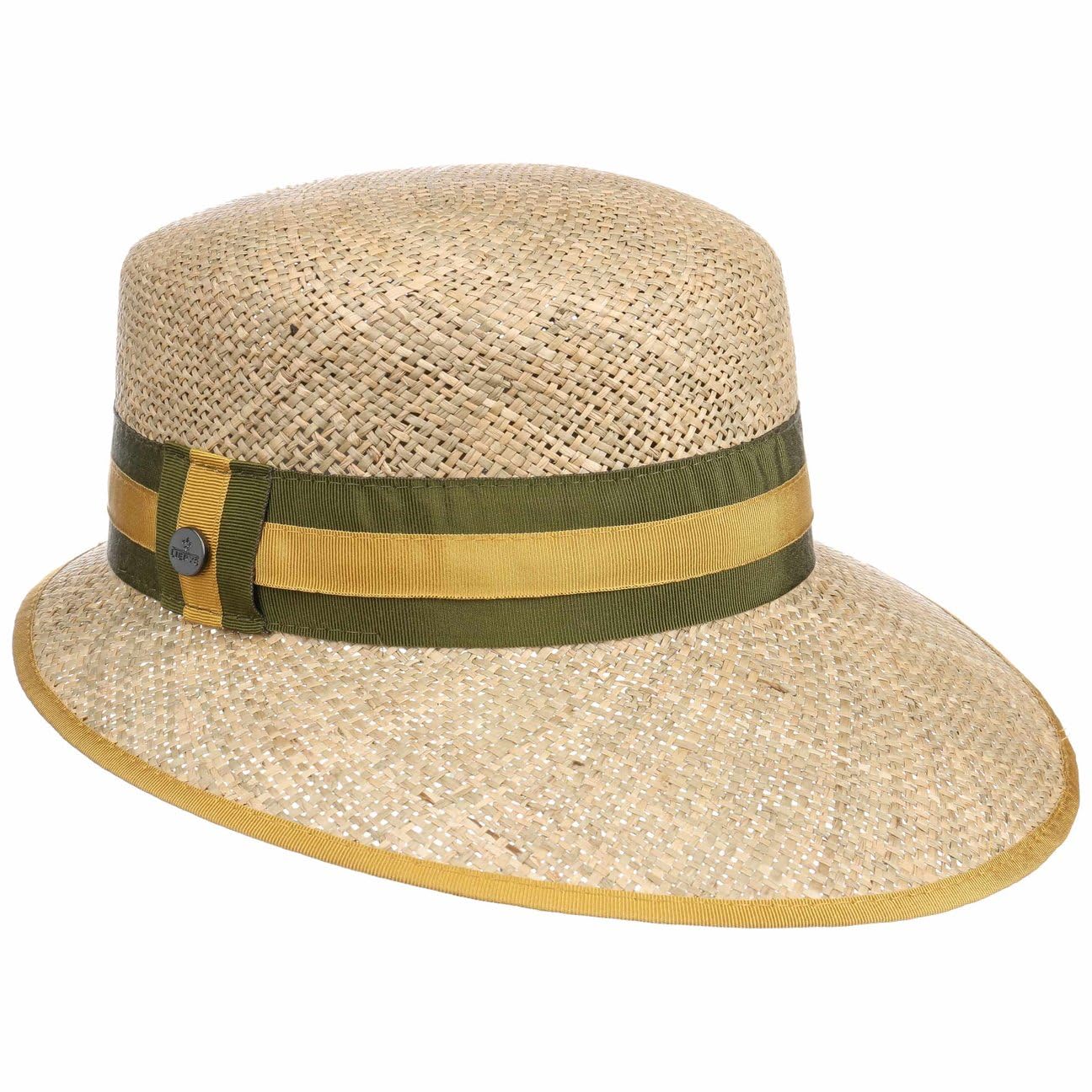 Lierys Chapeau en Paille Mialia Femme - Made in Italy pour de Soleil avec Visiere, Ruban Gros Grain Ete Printemps-ete