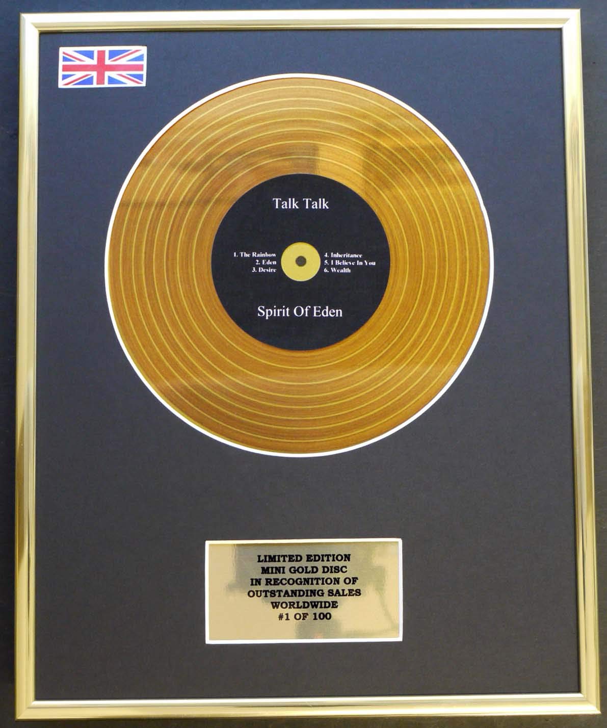 Limited Edition Mini Gold Disc Display Gold Talk Talk/Mini Disc Display/Limited Edition/Coa/Spirit Of Eden