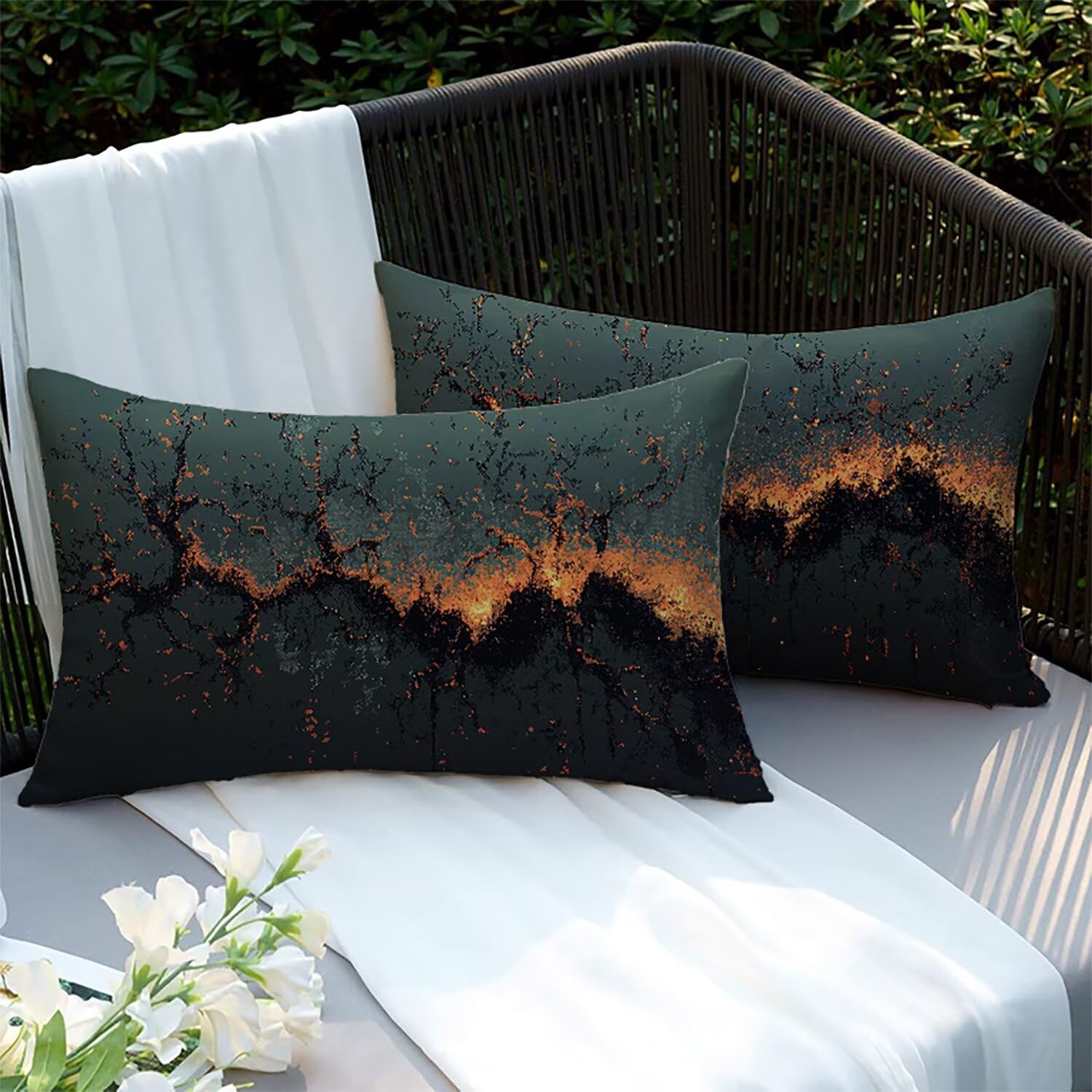 Housses de coussins lin 70x50cm Xlccaioo impermeables bleu lot de 2