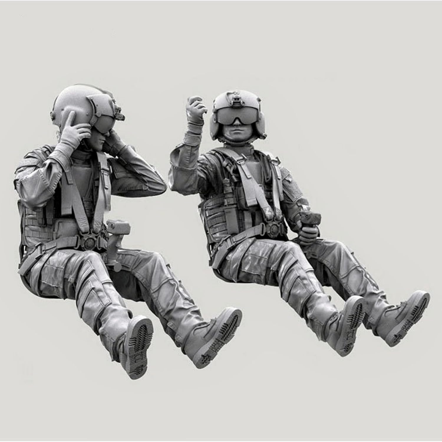 GUOZHAN 1/35 Scale Helicopter Pilot Soldier Resin Model Kit (2 Figures, No Helicopter) - Unpainted, Unassembled, Modern Military Theme, Age 14+