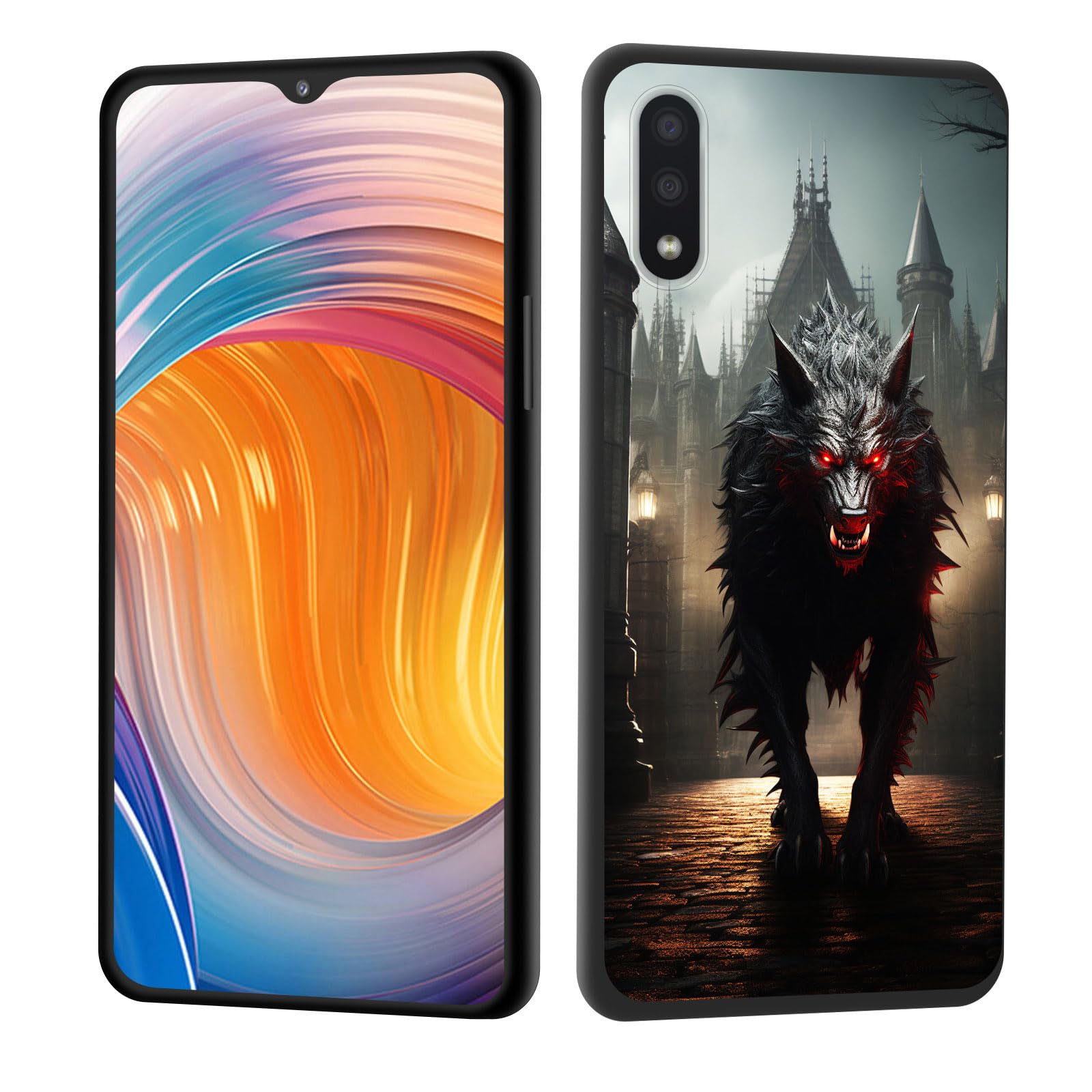 for Galaxy A50 Case,Slim Anti-Scratch Shock Absorbent Silicone Protective Case Cover for Samsung Galaxy A50 6.4 inch 2019,Magic Black Wolf Red