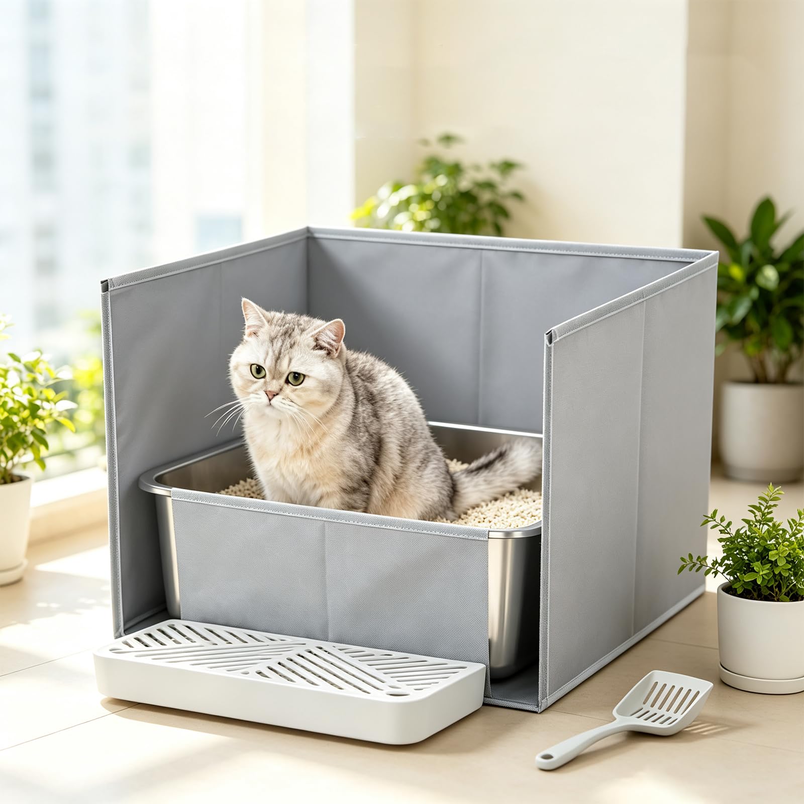 Katzentoilette mit wasserabweisender Oberfläche und offenem