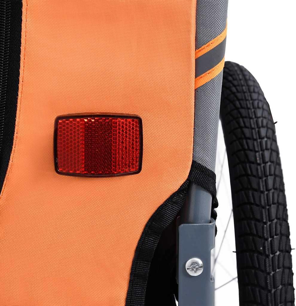 Foldable Pet Bike Trailer for Small Dogs, Heavy-Duty Oxford Fabric and Steel Frame, Easy Access Pet Bicycle Carrier for Outdoor Travel, Orange and Grey