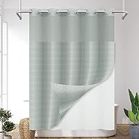 Vista 8 de ARICHOMY Juego de cortinas de ducha mejoradas 2023, juego de cortina de ducha de tela de punto gofre, forro extraíble sin ganchos, 250 GSM, lavable