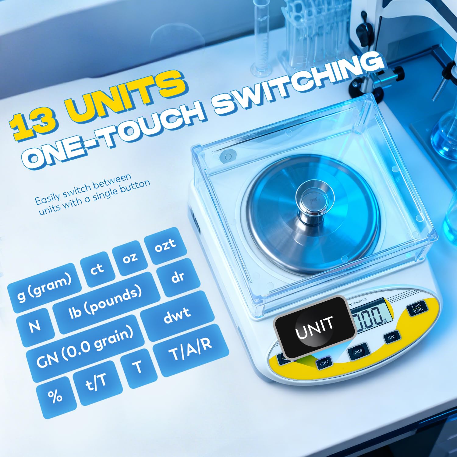 CGOLDENWALL Laborwaage durch Präzise Kalibrierung mit 3000g, 0.01g Genauigkeit Digitale Analytische Elektronische Präzisionswaagefür Küche&Schmuck&Industrie Waage mit Peeling&Gedächtnis&Fehleranzeige