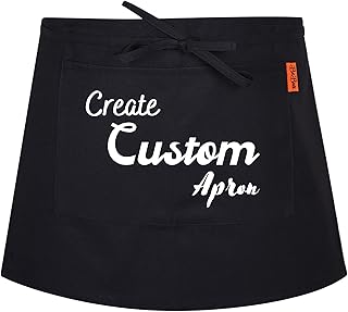 Personalised Short Apron Customised Half Waist Aprons Printed Aprons for Men Women Waitress Bar Pub Novelty Chef Gift for Her Him Dad