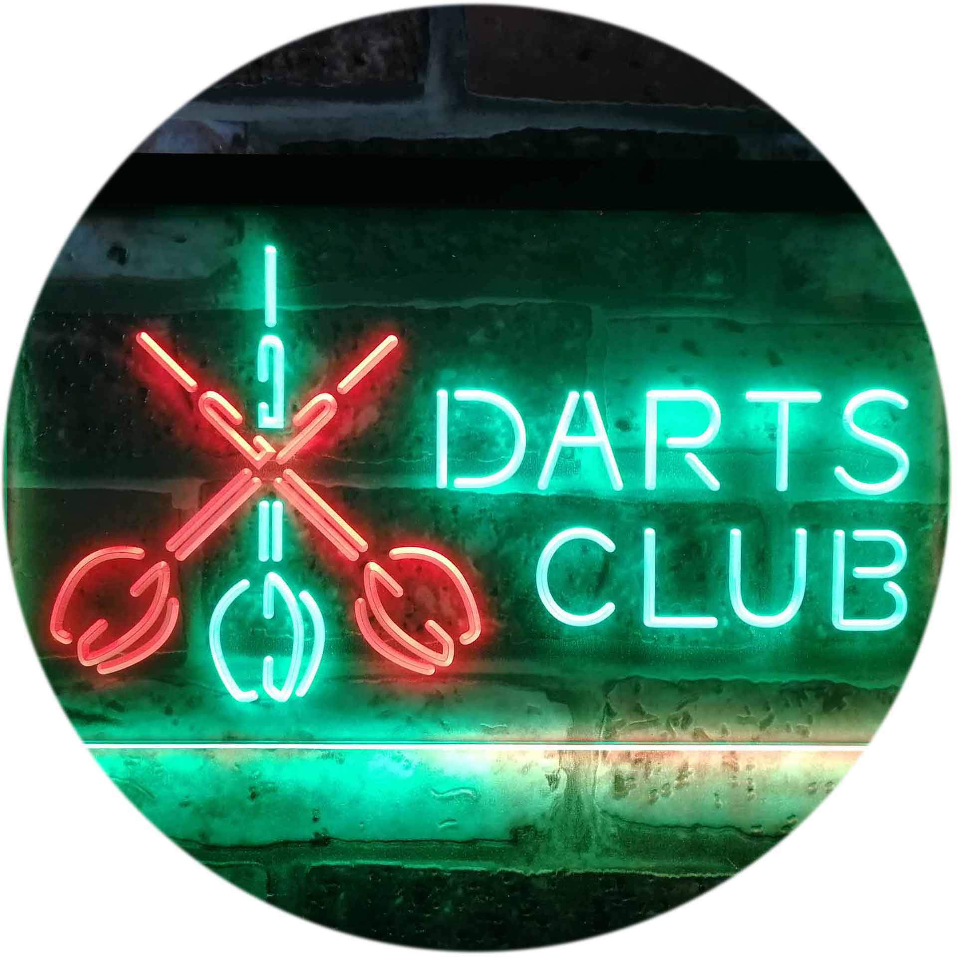 Dart Clubs Bar Pub VIP Open Dual Color LED Neon Sign Green & Red 600 x 400mm st6s64-i3185-gr — image 1