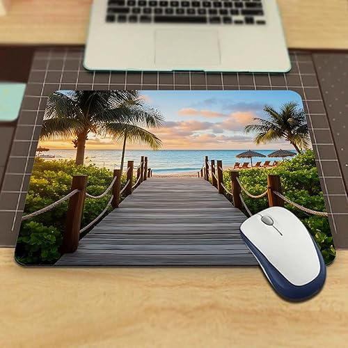 Miniatura 4 de Nicokee Alfombrilla de mouse para juegos, palmeras, playa, mar, océano, alfombrilla de mouse de goma antideslizante para computadoras, laptop,