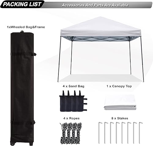 Miniatura 5 de ABCCANOPY - Toldo autodesplegable y estable para exteriores, base de 8 x 8 pies, parte superior de 6 x 6 pies, color blanco