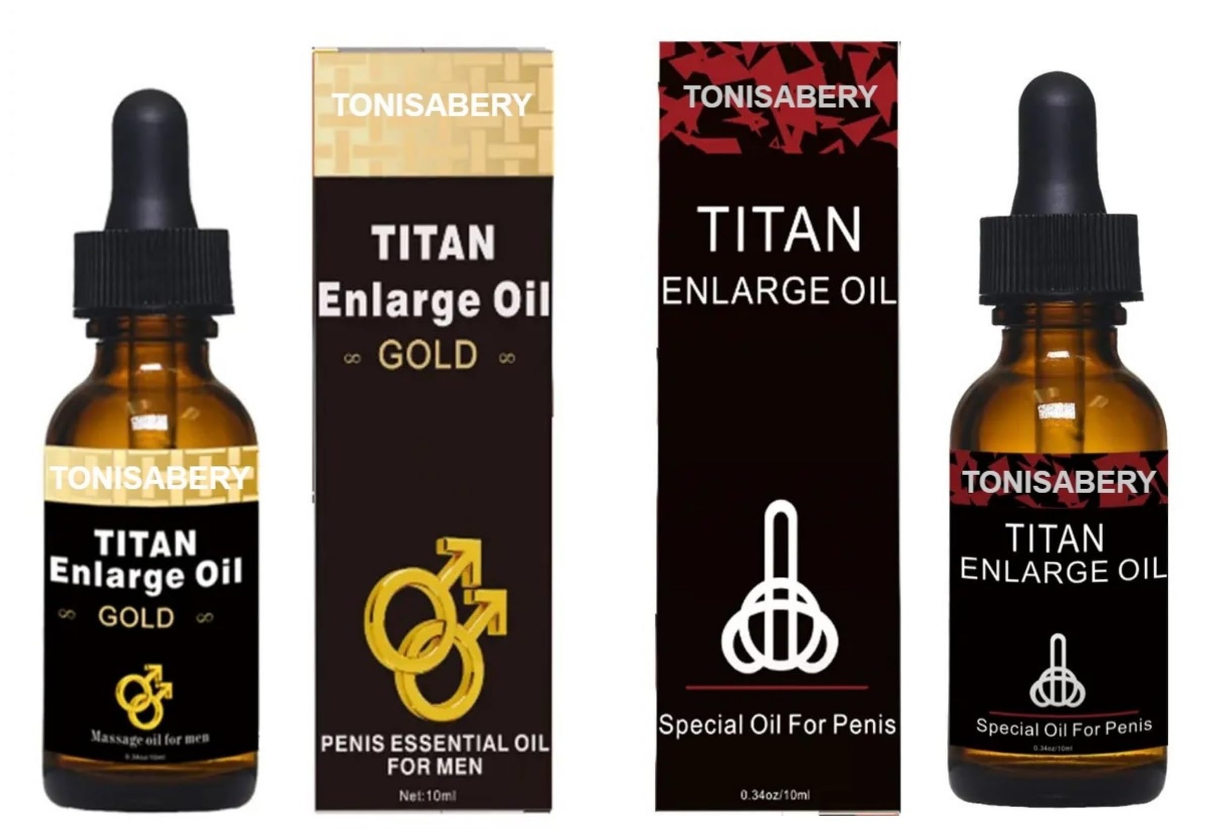 Tonisabery Enlarger Titan Oil Red for Men Original Male Enlargement Oil Gold with Titan Oil Red Massage Oil for Male 10ml by Tonisaberey (Gold with RED)