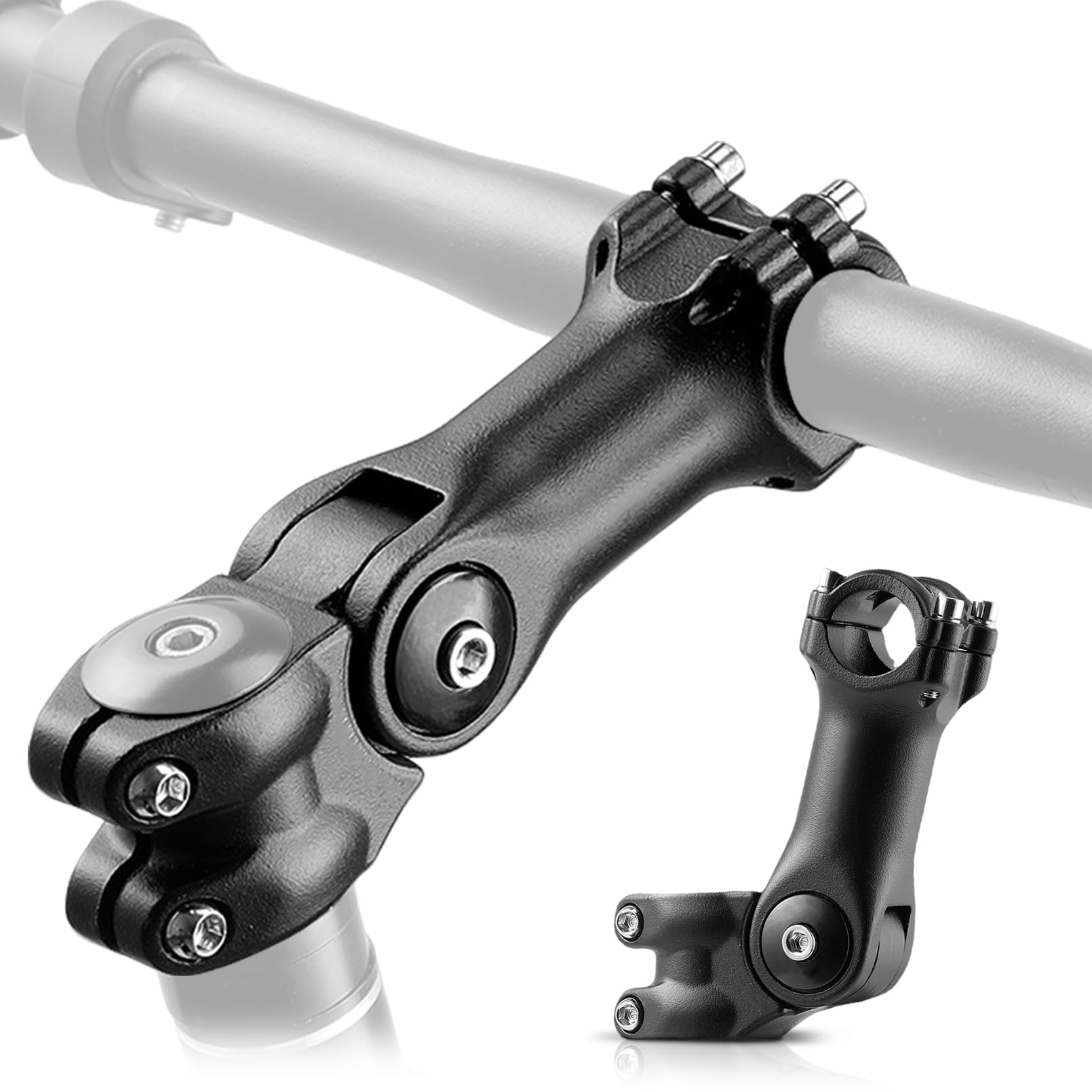 RainFlowwer Bike Stem 31.8mm, 100mm ±60 ° Degree Adjustable Angle Aluminum Alloy Handlebar Stem Riser with Hex Key for Mountain Bike, Road Bike, MTB, BMX