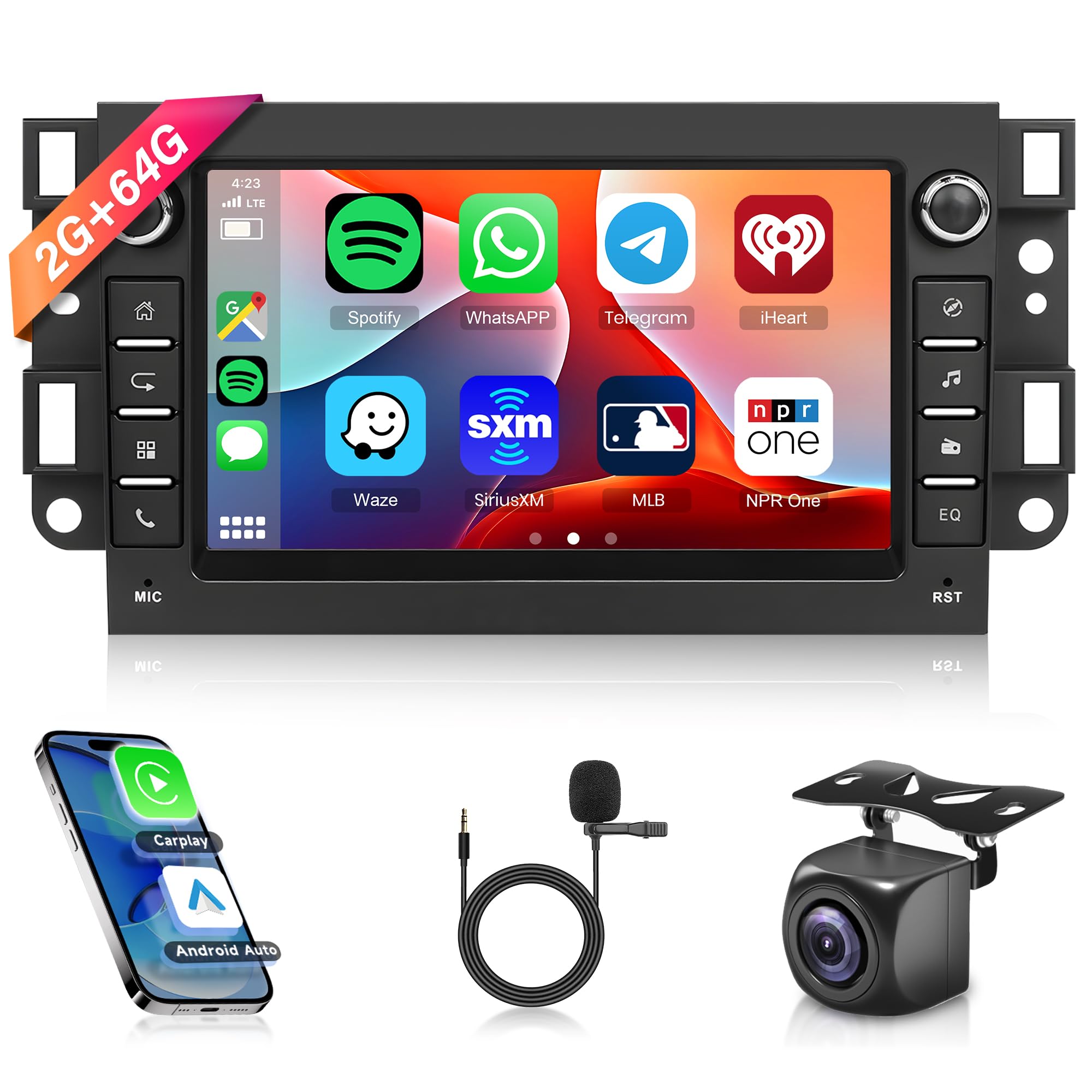 2G+64G Android 13 Carplay Radio for Chevy Chevrolet Epica Tosca Captiva Lova Kalos Aveo/Daewoo Gentra Matiz M250 Rimoody Car Stereo Android Auto Touchscreen Mirror Link BT FM/RDS SWC Backup Camera
