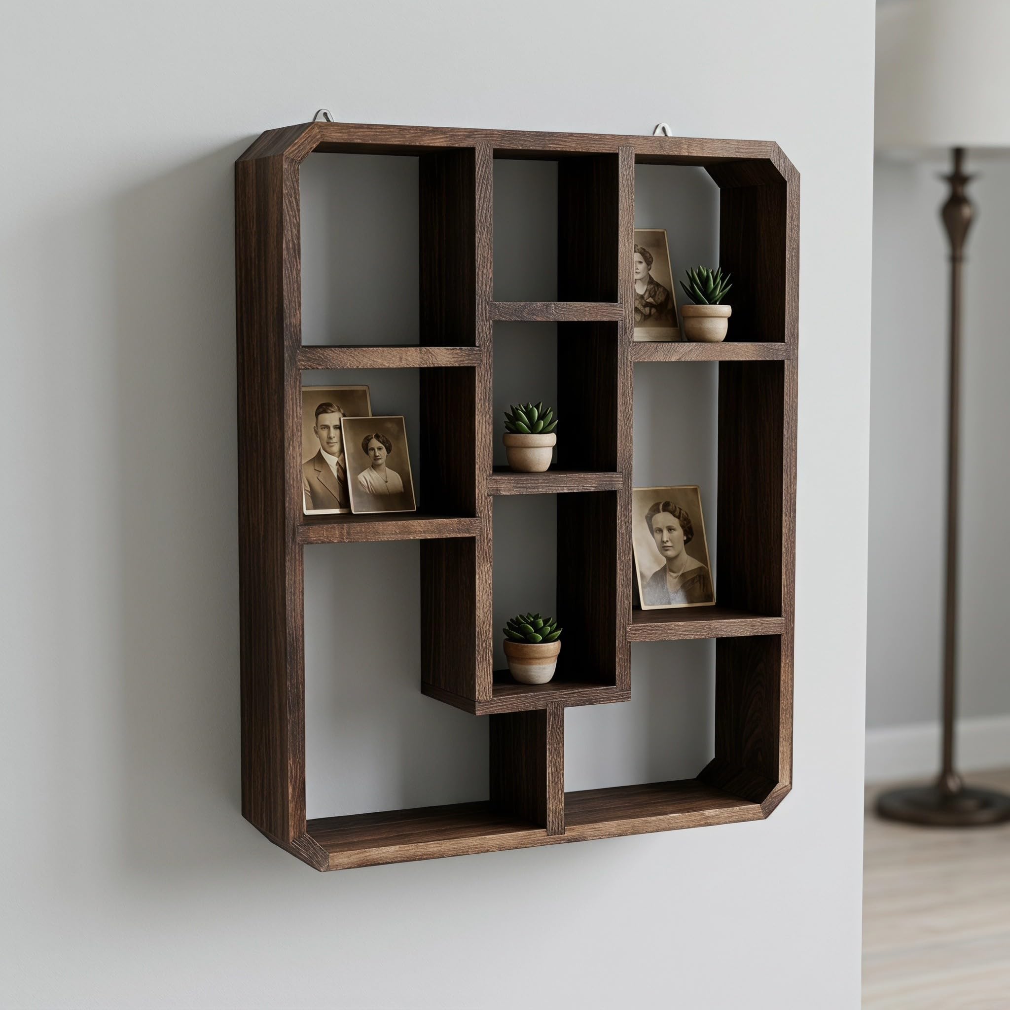 TEHAUX Estantería de Exhibición Compartimentos de Madera Marrón