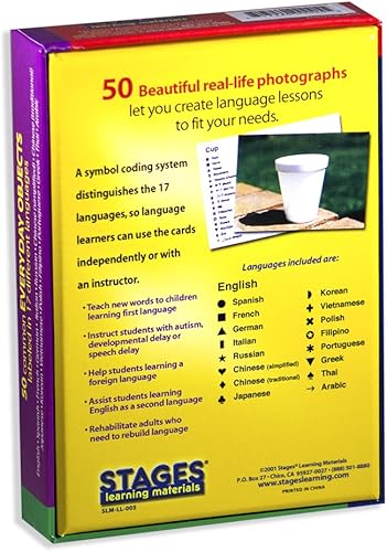 Miniatura 2 de Stages Learning Materials Lang-O-Learn ESL Everyday Objects - Tarjetas fotográficas de vocabulario para inglés, español, francés, alemán, italiano,