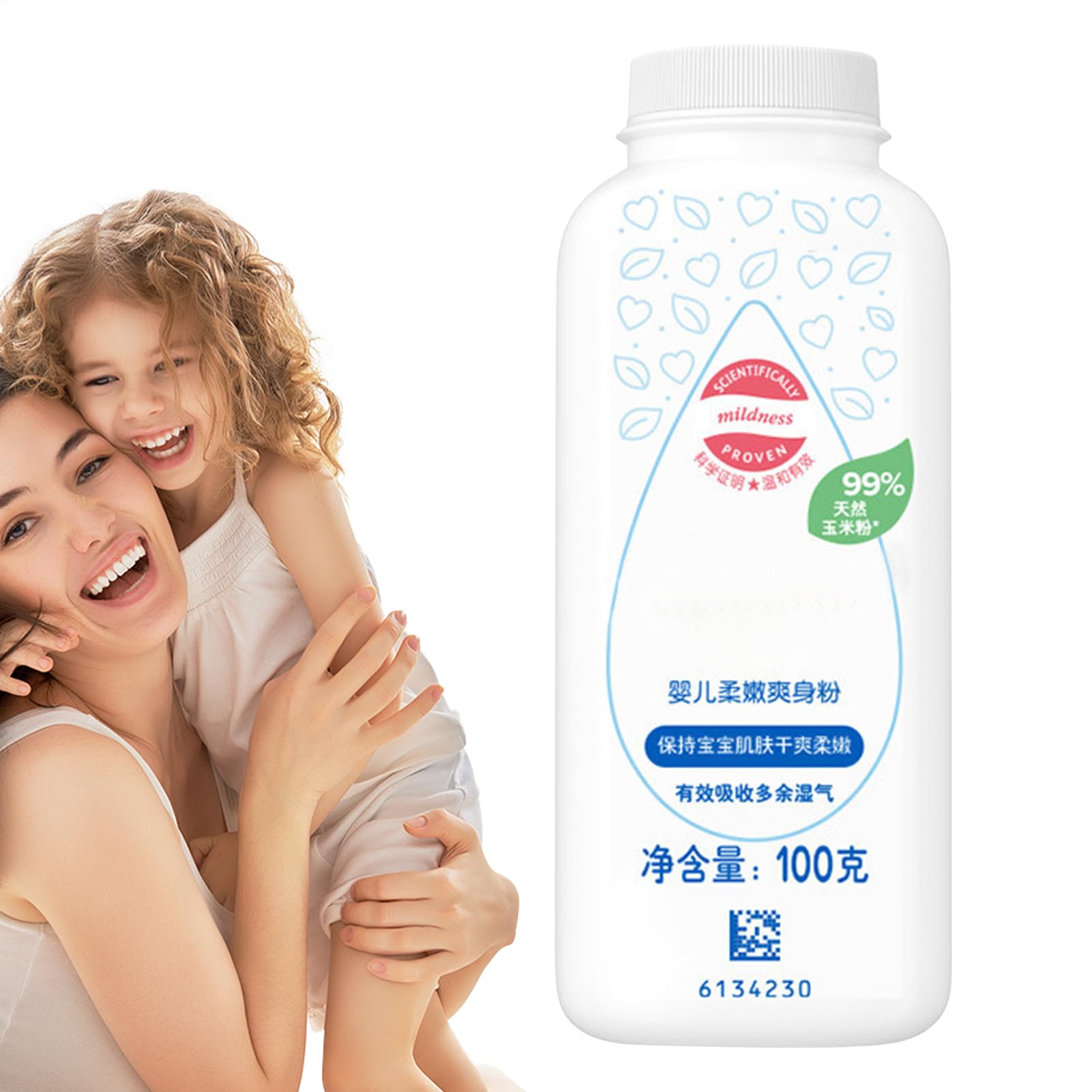 Senza talco in polvere per bambini - amido di mais per bambini biologici polvere di polvere, polvere di polvere secca | Formula di base vegetale bambino, calmante e raffreddamento 'umidità natural