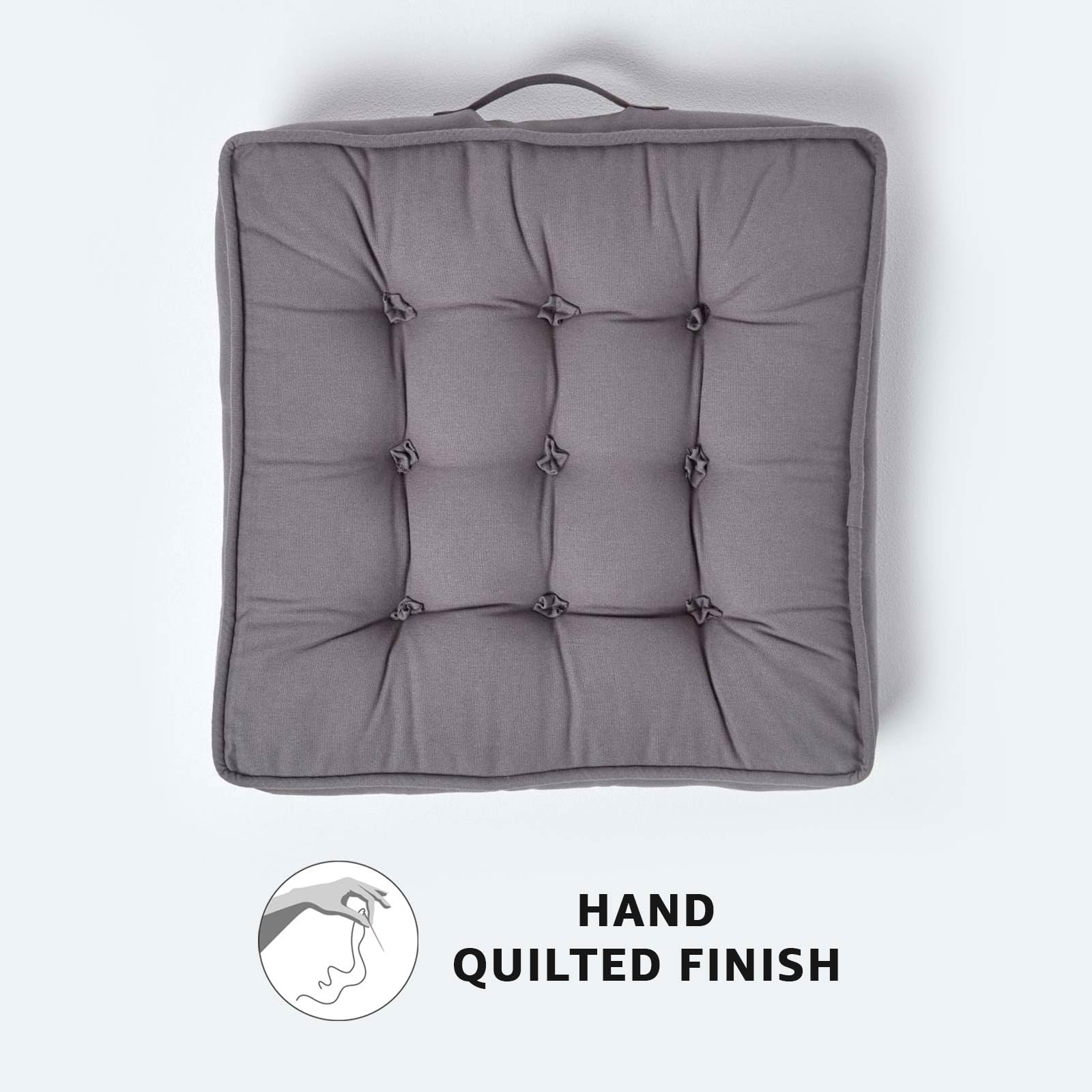 HOMESCAPES Cuscino per seduta rialzata in cotone quadrato 50 x 50 cm grigio ardesia