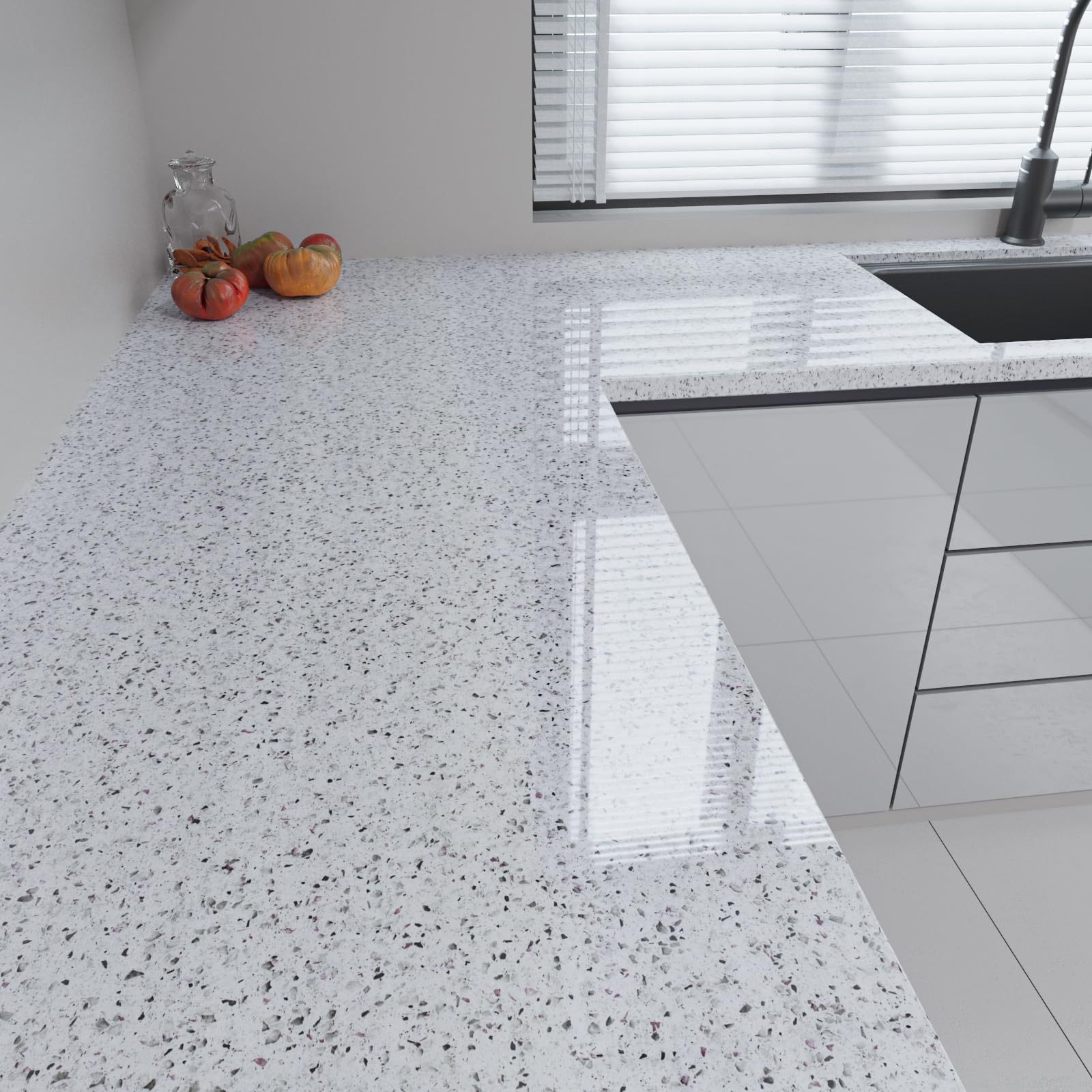 Carta Da Parati Adesiva Granito Bianco - Pellicola Vinile Impermeabile 40x300 Cm - Foto 9