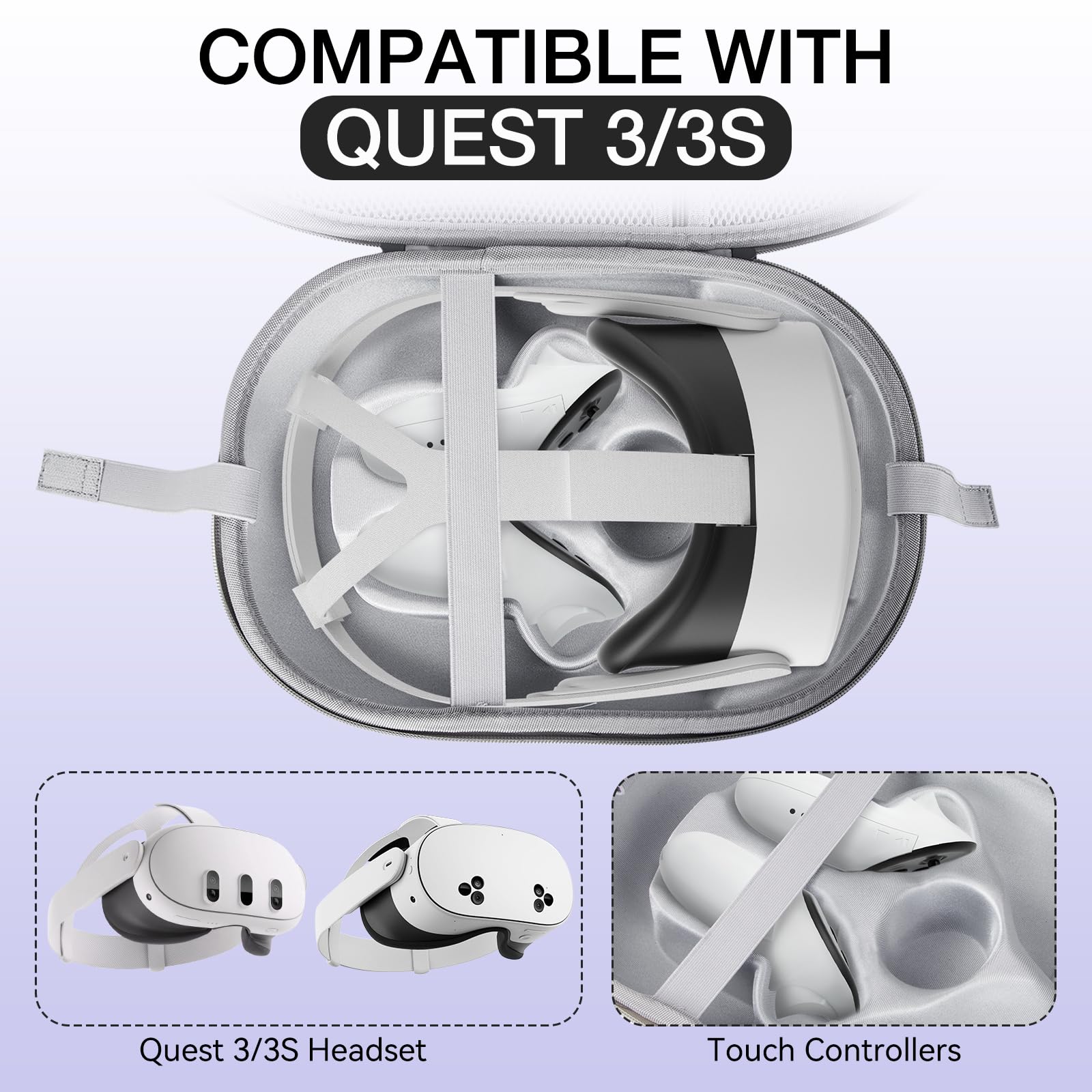Olycism Carrying Case Compatible with Meta Quest 3/3S Portable Travel Bag Eva Bag for Oculus Quest 3S Waterproof and Shockproof Protective Case for Quest 3/3S Handbag for Travel and Home Storage - Image 2
