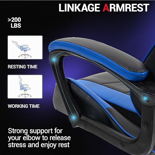 Miniatura 5 de Silla de videojuegos de piel sintética para masaje, silla de videojuegos para PC con soporte lumbar para hombres y mujeres, oficina en casa, altura