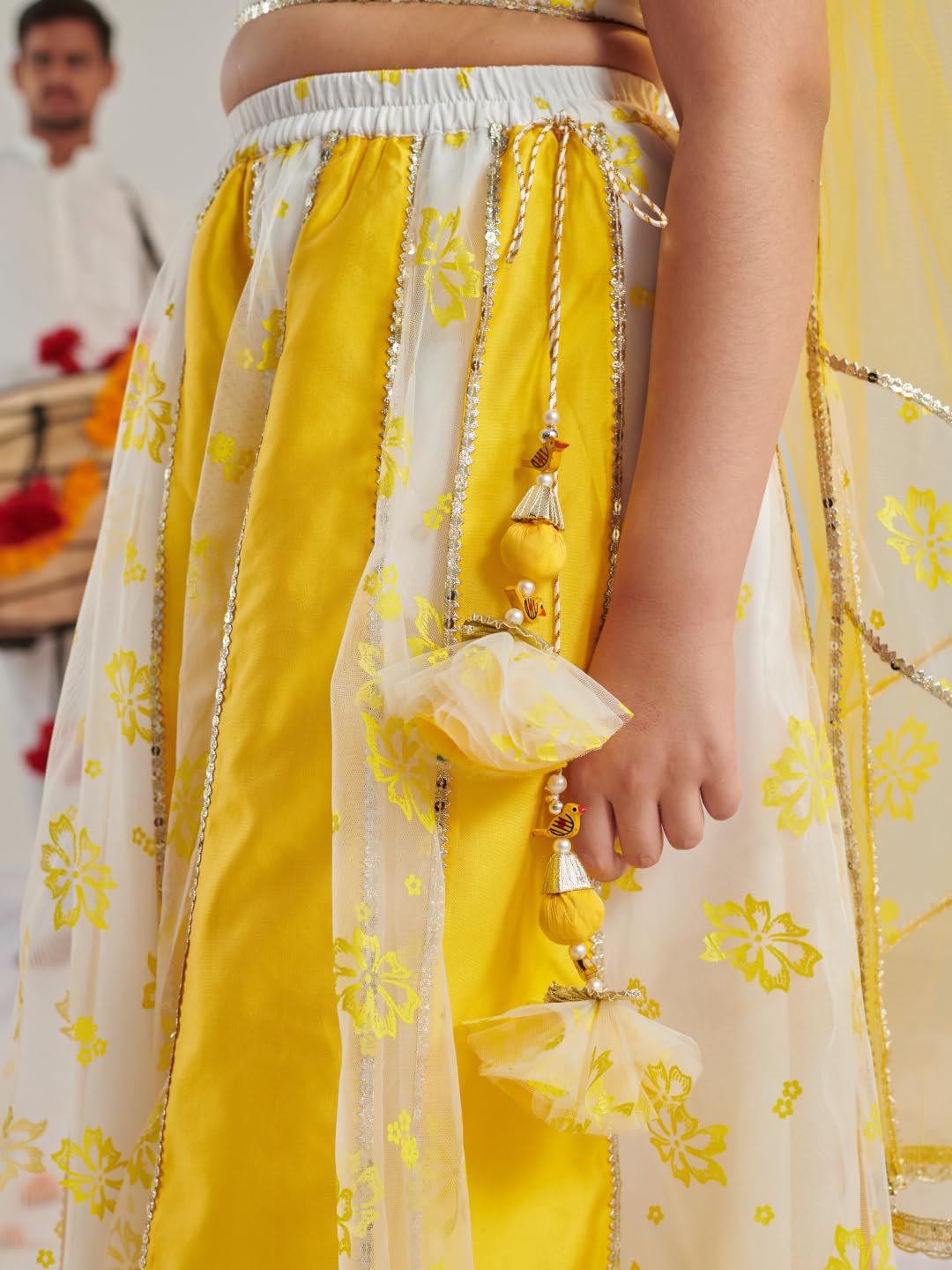 Pspeaches Lehenga z nadrukiem i bluzka z dupattą dla dziewczynek