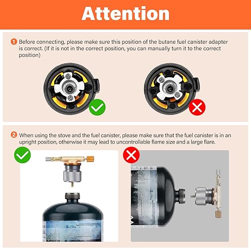Miniatura 8 de WADEO Estufa de camping resistente al viento de 3900 W, estufa de gas para acampar con encendido piezoeléctrico, estufa de mochilero portátil con