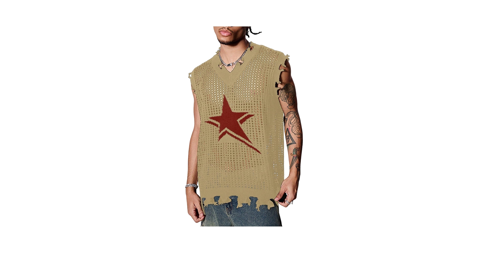 Verdusa Men's Sweater Vest Y2k Gothic Tops Sleeveless Shirts