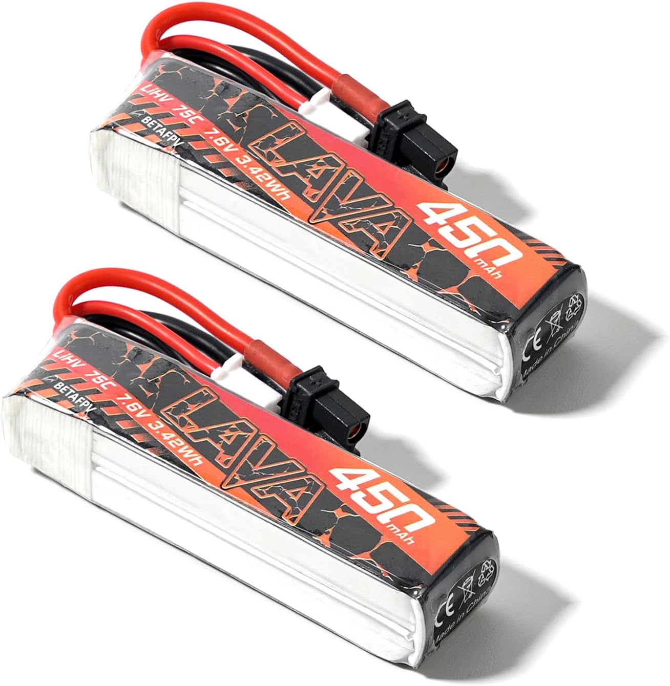 Lava 450mAh 2S 7.6V LiHV 75C FPV Lipo Battery with XT30 Connector, Rechargeable Lipo Battery for 2S FPV Racing Whoop Drone Quadcopter such as Meteor85, Pavo Pico 2S Brushless Drones