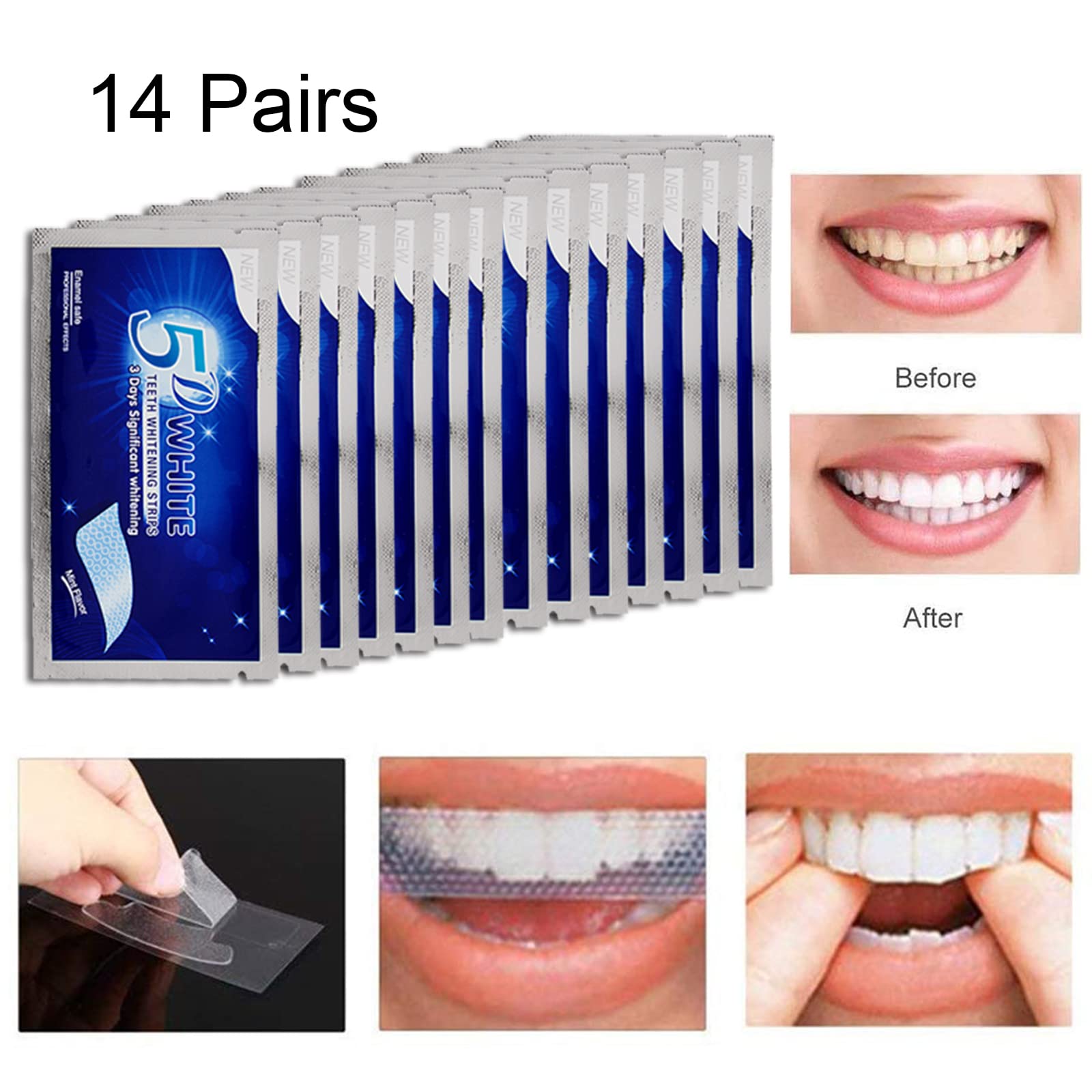 Strisce Sbiancanti Denti, 28 Striscie Sbianca Denti,Sbiancante Denti per lo Sbiancamento e la Pulizia dei Denti
