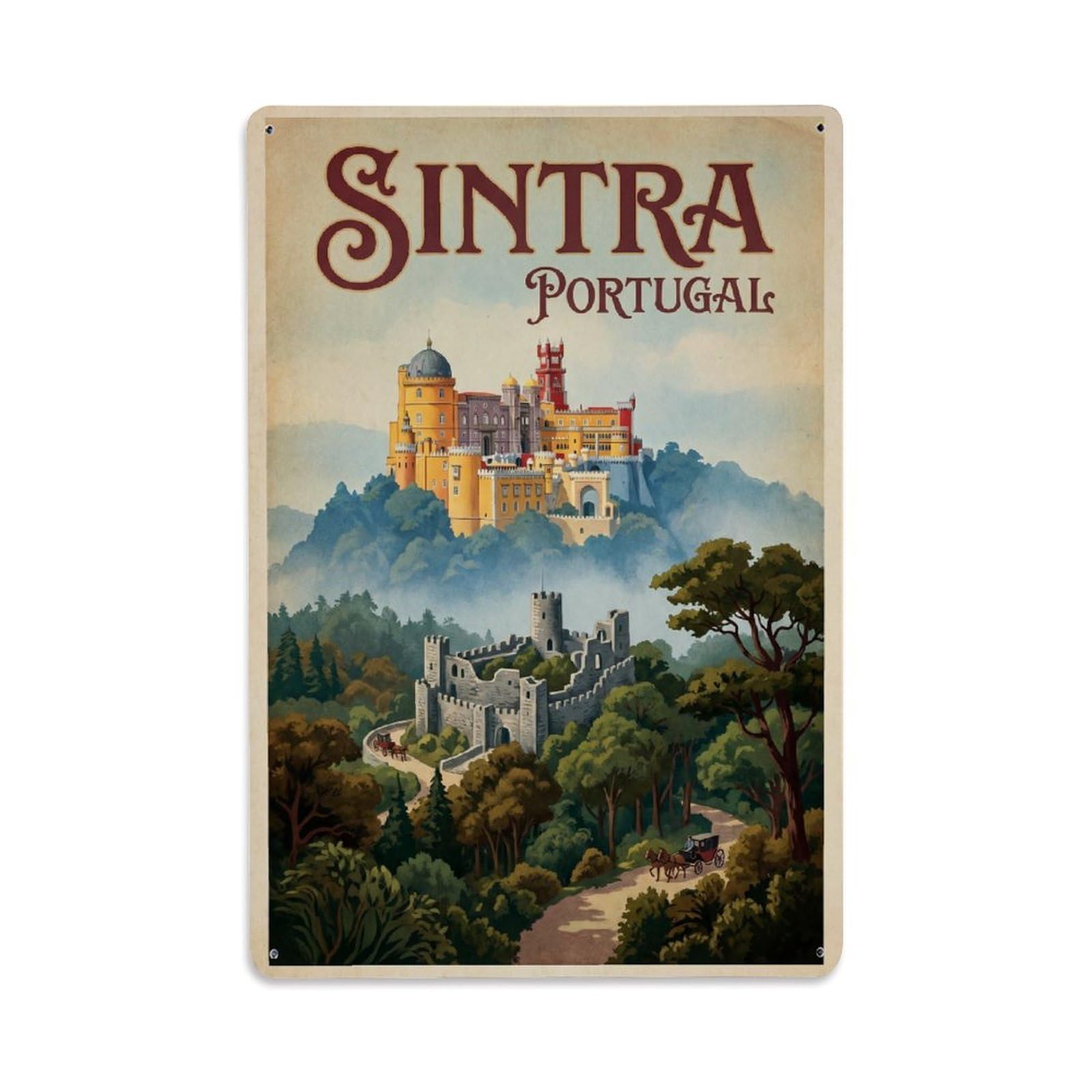 Fqcyn Style Metal Tin Sign Travel Retro Portugal Sintra